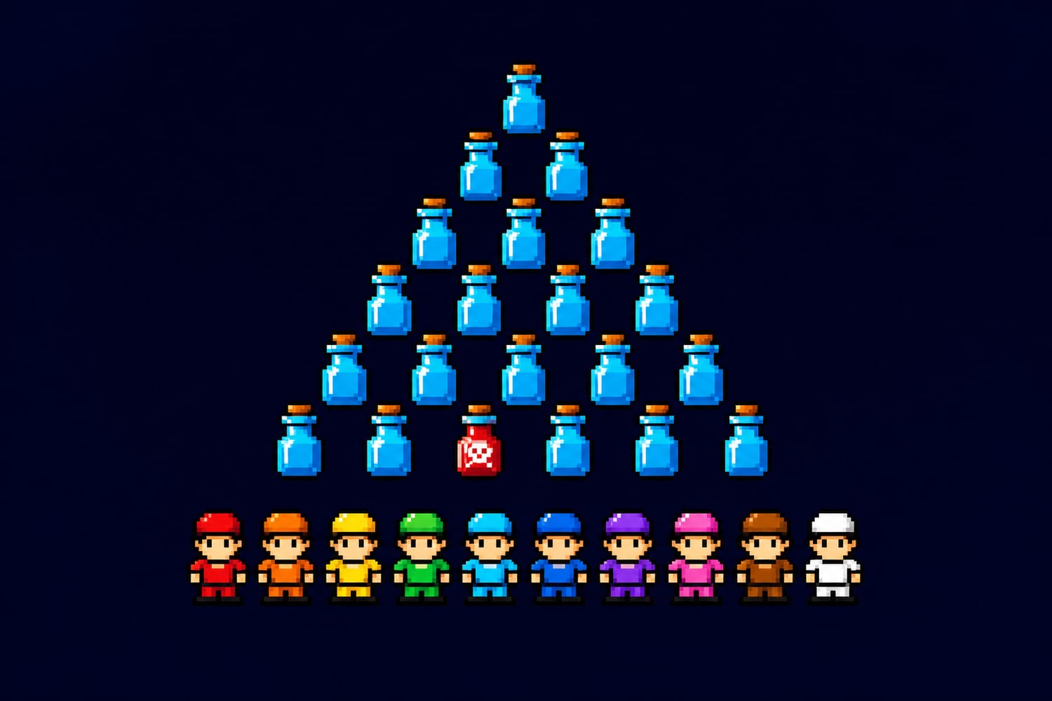 The 1,000-Bottle Puzzle: How 10 Testers Find One Poisoned Bottle