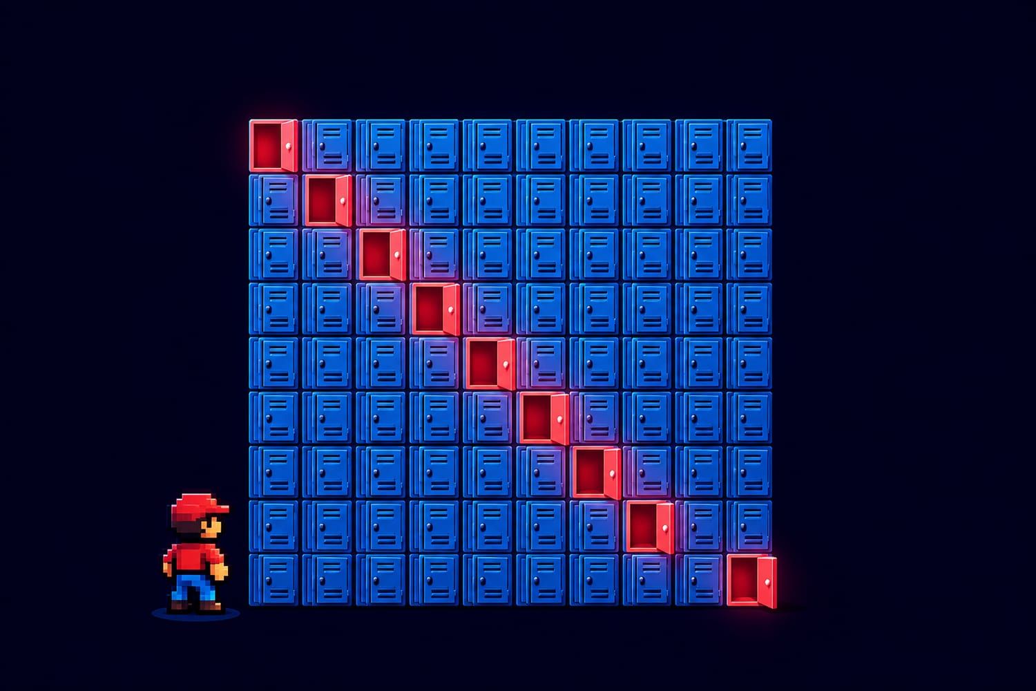 The 100 Lockers Puzzle: Why Only 10 Stay Open After 100 Passes